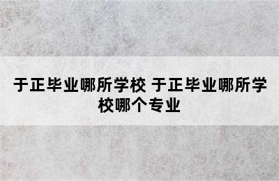 于正毕业哪所学校 于正毕业哪所学校哪个专业